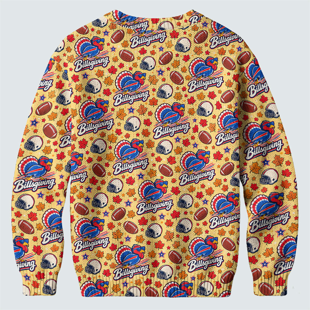 Yellow Football Leaves Ugly Christmas Sweater, Ugly Sweater Party, Funny Xmas Gift