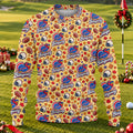 Yellow Football Leaves Ugly Christmas Sweater, Ugly Sweater Party, Funny Xmas Gift