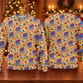 Yellow Football Leaves Ugly Christmas Sweater, Ugly Sweater Party, Funny Xmas Gift