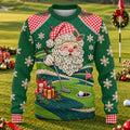 Winking Santa Golf Green Ugly Christmas Sweater, Ugly Sweater Party, Golf Lover Gifts