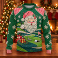 Winking Santa Golf Green Ugly Christmas Sweater, Ugly Sweater Party, Golf Lover Gifts