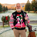Pink Flamingo Santa Hat Ugly Christmas Sweater, Golf Lover Gifts, Christmas Golf Gift