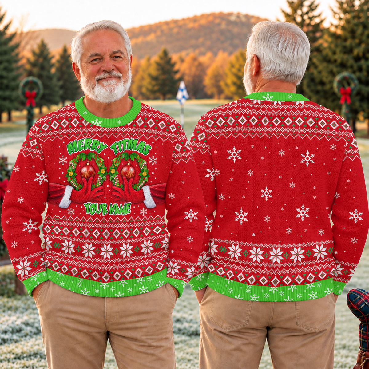 Custom Name Merry Titmas Ugly Christmas Sweater, Christmas Golf Gift, Christmas Gifts
