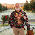 Ripped Muscle Abs Lights Ugly Christmas Sweater, Funny Xmas Gift, Christmas Golf Gift
