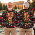 Ripped Muscle Abs Lights Ugly Christmas Sweater, Funny Xmas Gift, Christmas Golf Gift