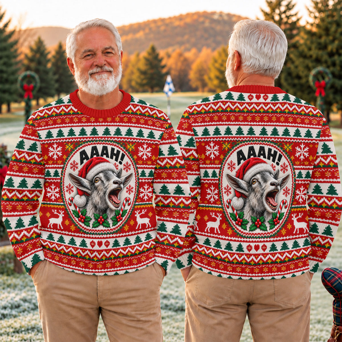 Funny Screaming Goat Ugly Christmas Sweater, Christmas Gifts, Funny Holiday Sweater