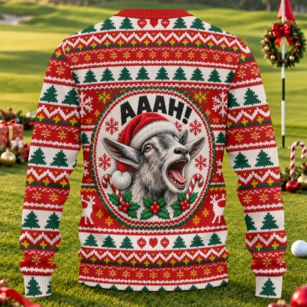 Funny Screaming Goat Ugly Christmas Sweater, Christmas Gifts, Funny Holiday Sweater