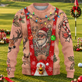 Santa Suspenders Tattoo Ugly Christmas Sweater, Golf Lover Gifts, Christmas Gifts