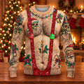 Santa Skull Hairy Chest Ugly Christmas Sweater, Ugly Sweater Party, Funny Xmas Gift