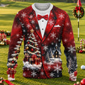 Tuxedo Tree Snowflakes Ugly Christmas Sweater, Funny Xmas Gift, Holiday Party Sweater
