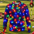 Colorful Bulb Lights Ugly Christmas Sweater, Golf Lover Gifts, Christmas Party Outfit