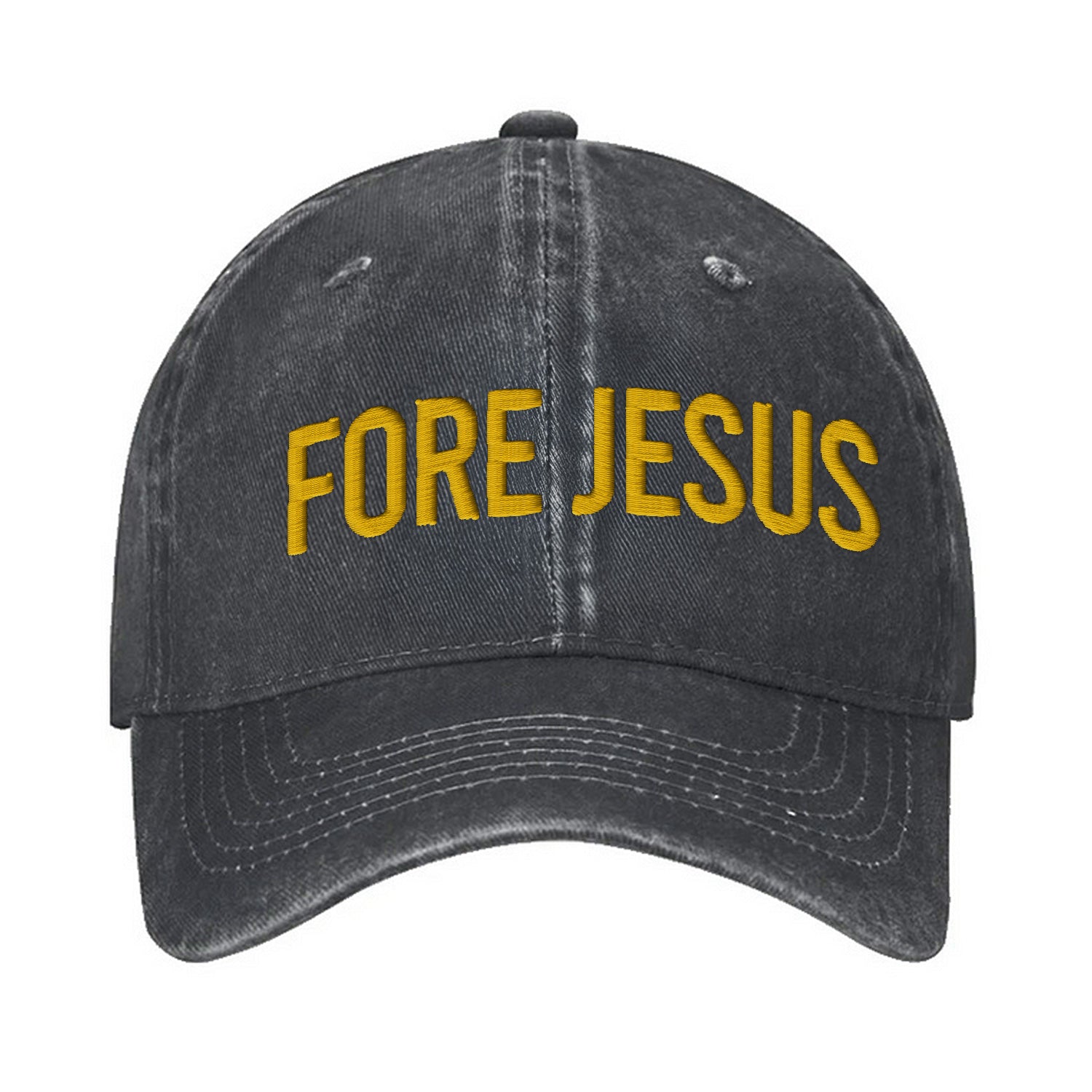 Fore Jesus Yellow Embroidered Baseball Cap, Funny Dad Hat, Christmas G ...