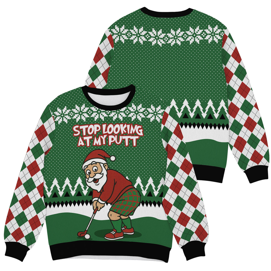 Stop Looking At My Putt Funny Santa Christmas Ugly Sweater, Golf Ugly Christmas Sweater, Christmas Golf Shirt