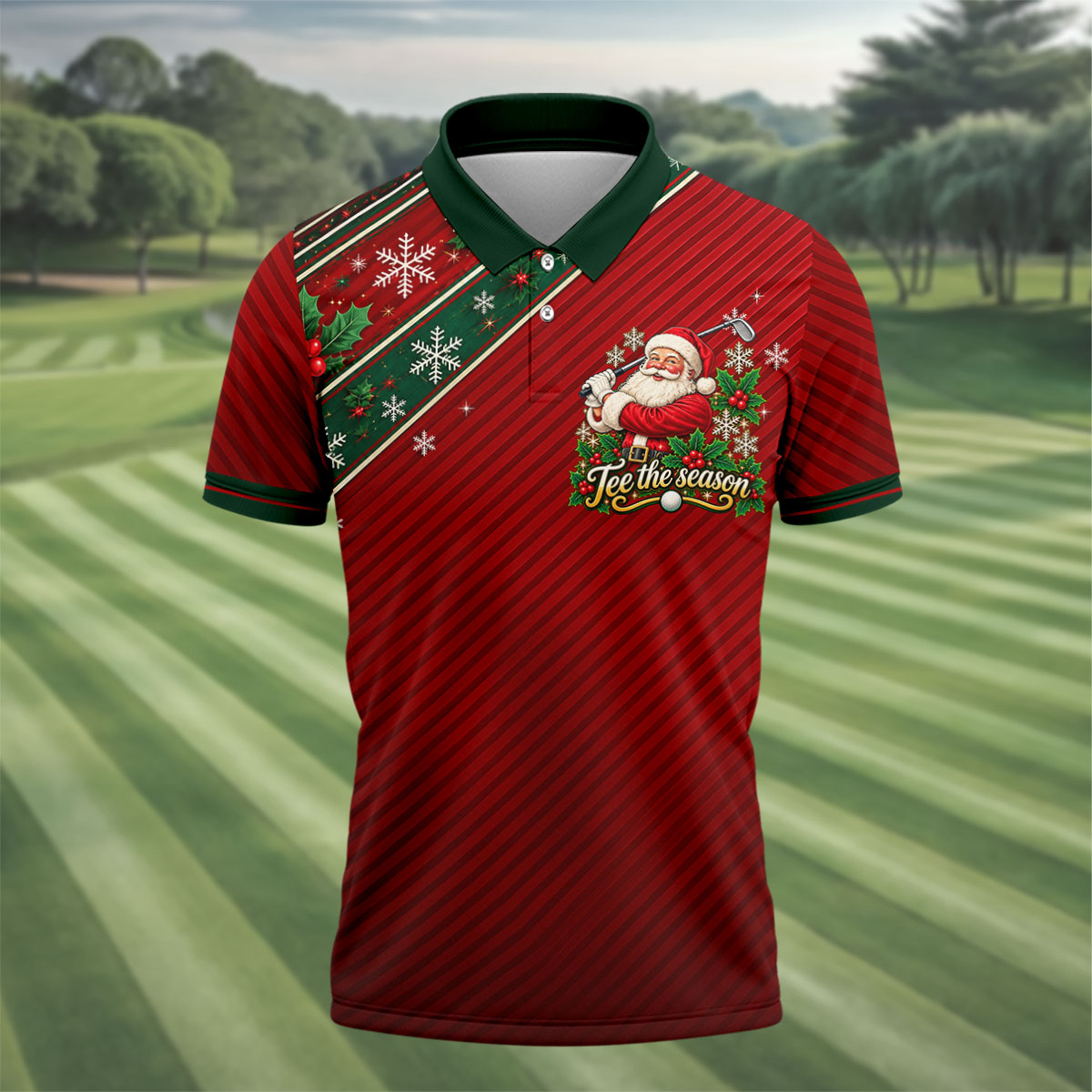 Christmas Tee The Season Santa Golf Shirt, Mens Golf Apparel, Golf Gifts For Men
