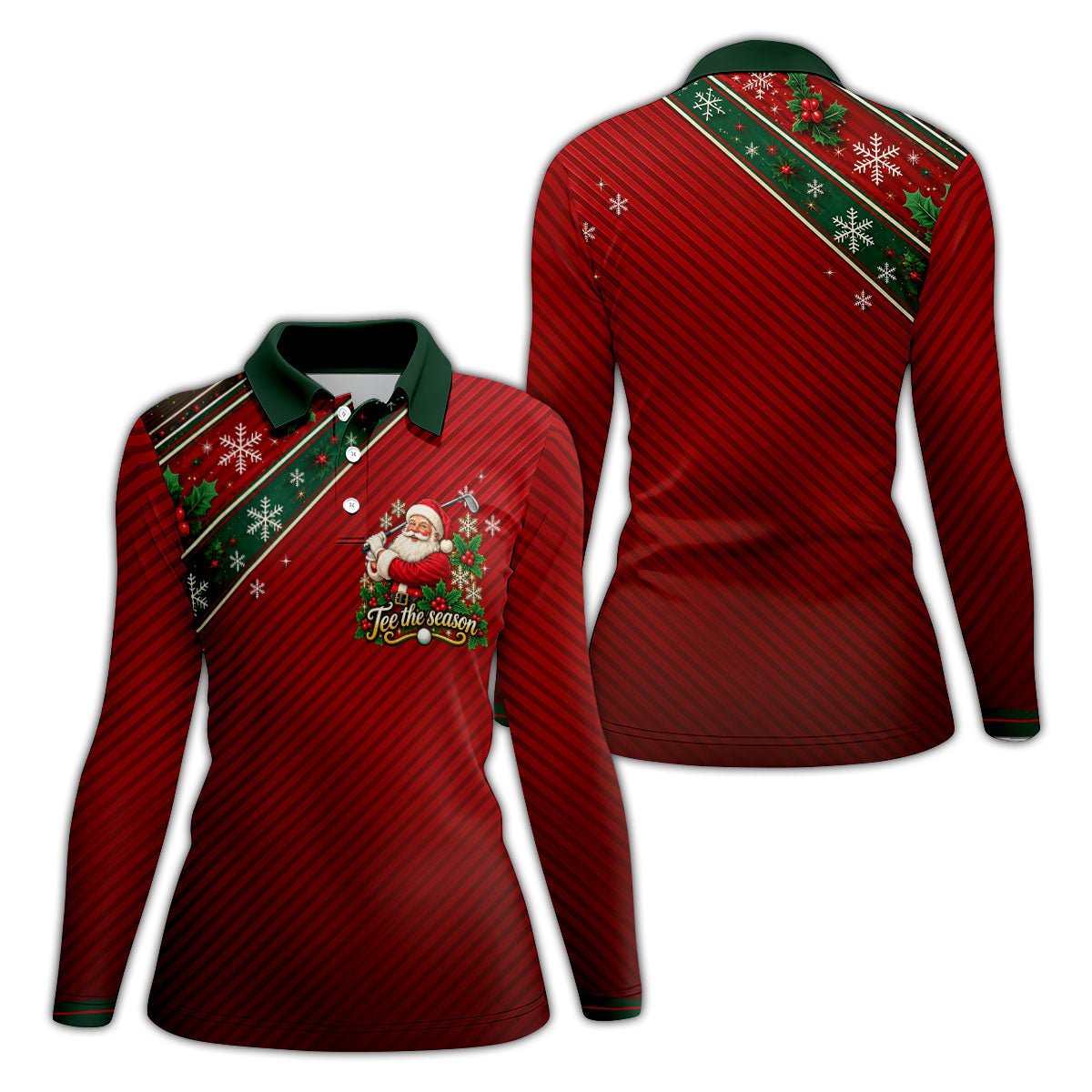 Christmas Tee The Season Santa Golf Shirt, Ladies Golf Shirts, Womens Golf Clothing