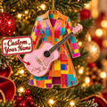 Custom Name Pink Guitar Acrylic Ornament, Christmas Ornaments, Country Music Gifts