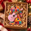 Custom Name Pink Guitar Acrylic Ornament, Christmas Ornaments, Country Music Gifts