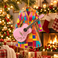Custom Name Pink Guitar Acrylic Ornament, Christmas Ornaments, Country Music Gifts