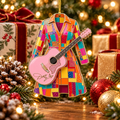Custom Name Pink Guitar Acrylic Ornament, Christmas Ornaments, Country Music Gifts