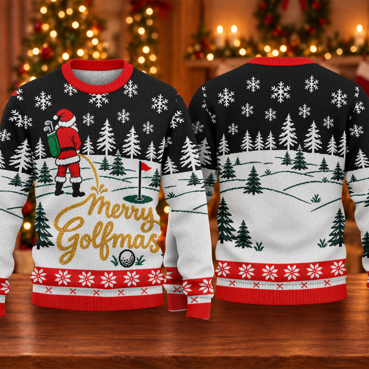 Black Merry Golfmas Ugly Christmas Sweater - view 5