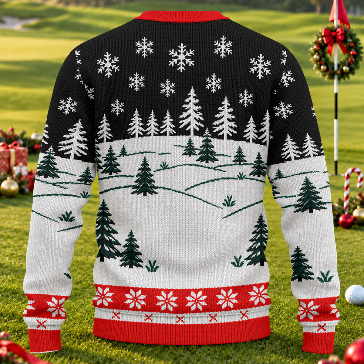 Black Merry Golfmas Ugly Christmas Sweater - view 2