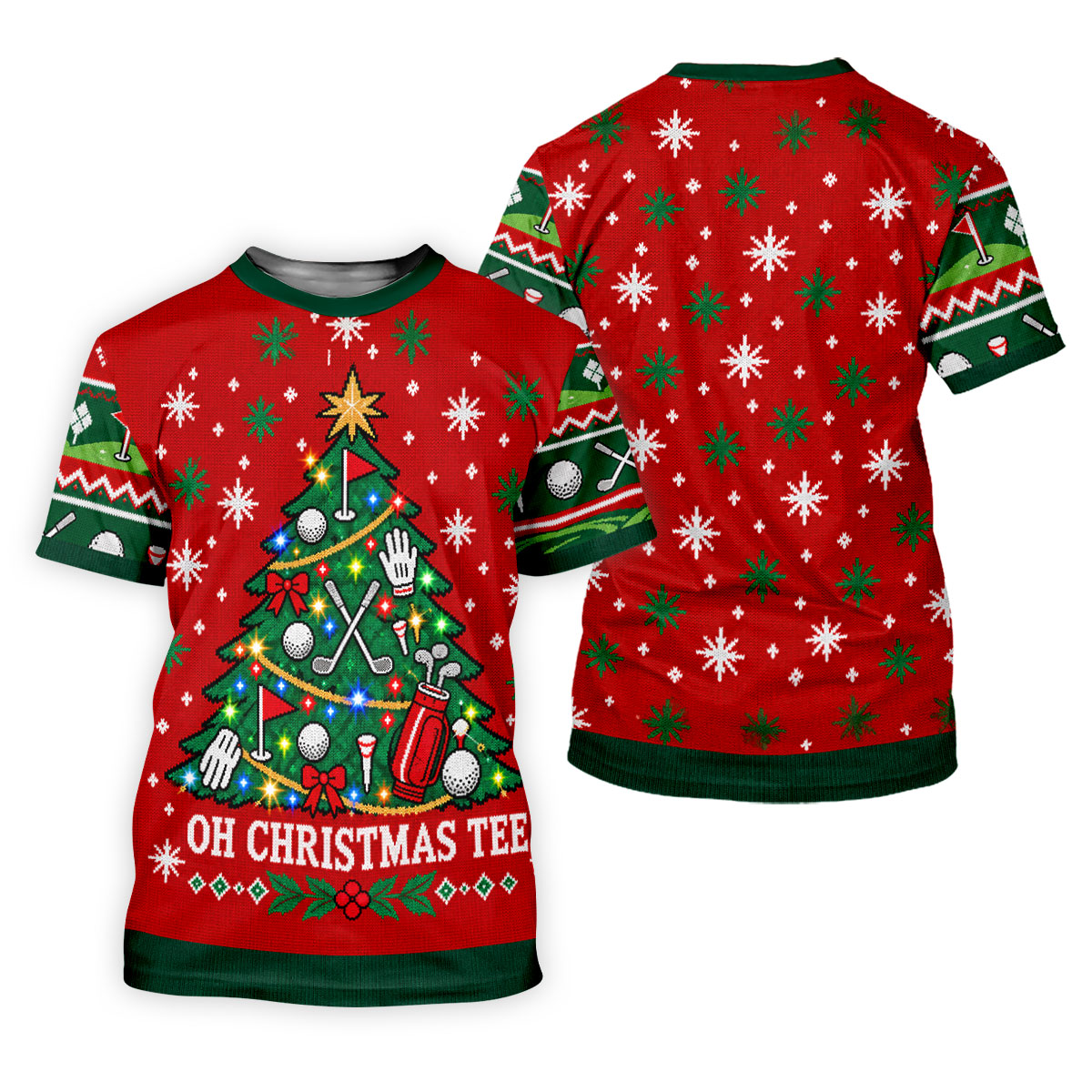 Oh Christmas Tee Golf Tree Golf Shirt, Mens Golf Apparel, Mens Holiday Golf Shirts
