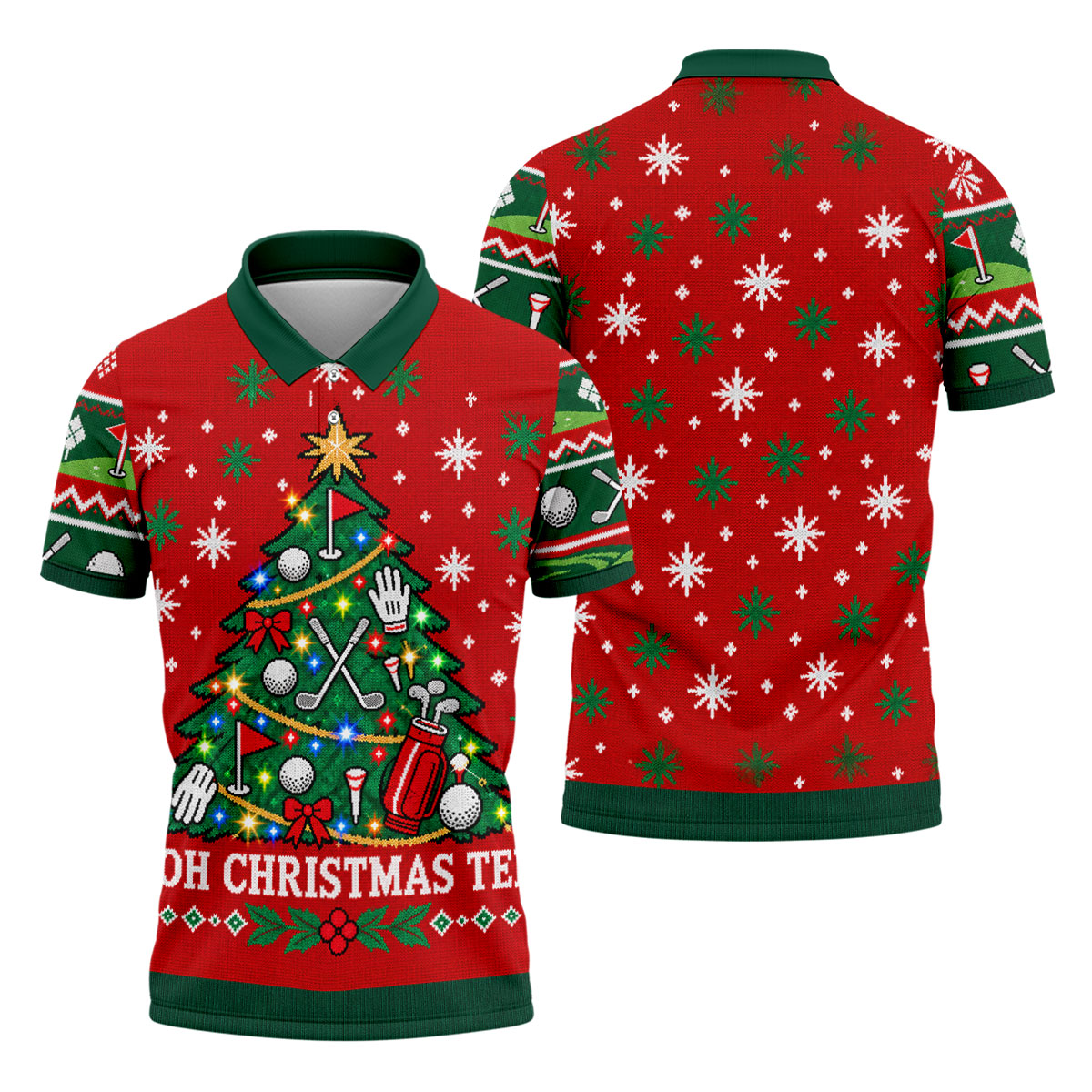 Oh Christmas Tee Golf Tree Golf Shirt, Mens Golf Apparel, Mens Holiday Golf Shirts