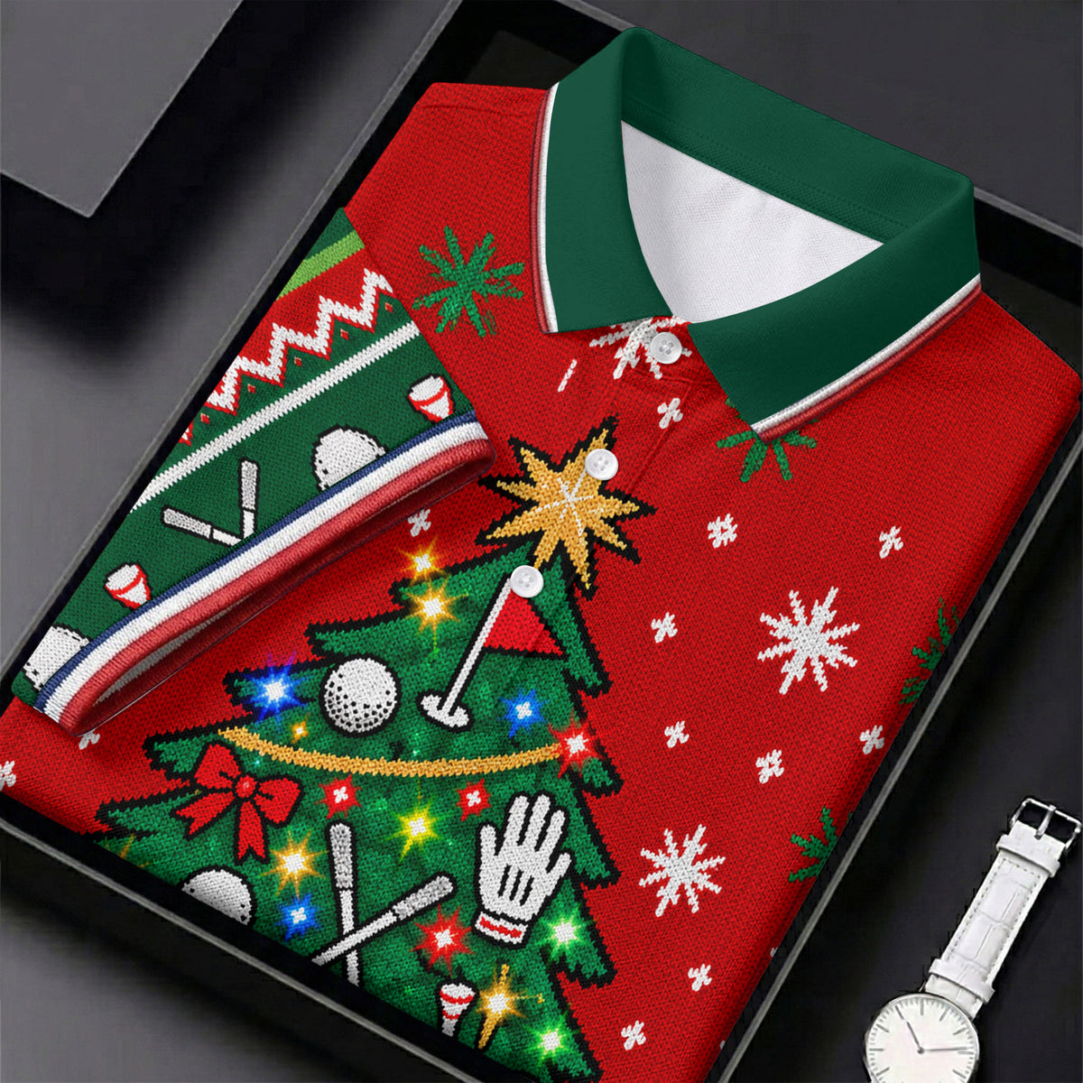 Oh Christmas Tee Golf Tree Golf Shirt, Mens Golf Apparel, Mens Holiday Golf Shirts
