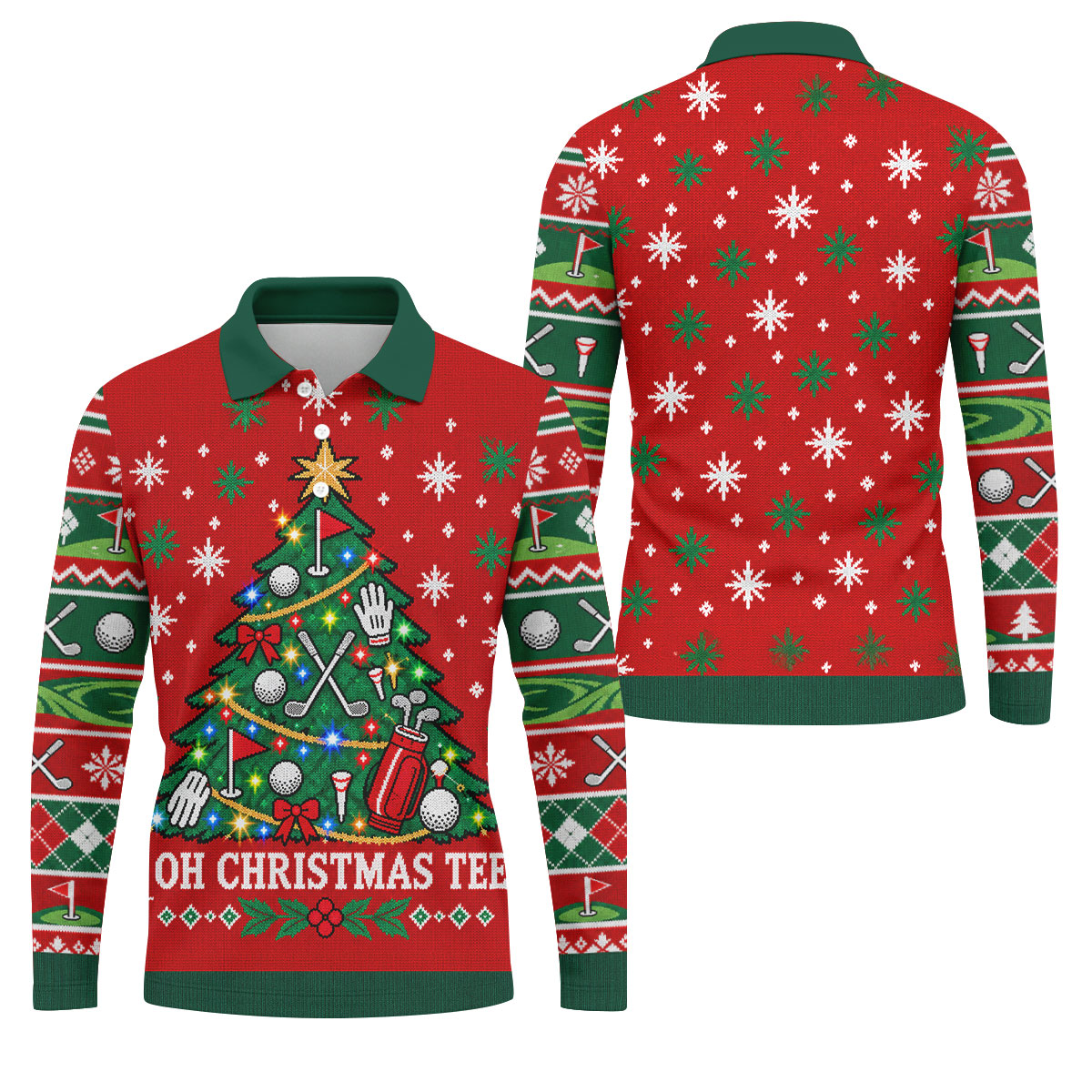 Oh Christmas Tee Golf Tree Golf Shirt, Mens Golf Apparel, Mens Holiday Golf Shirts