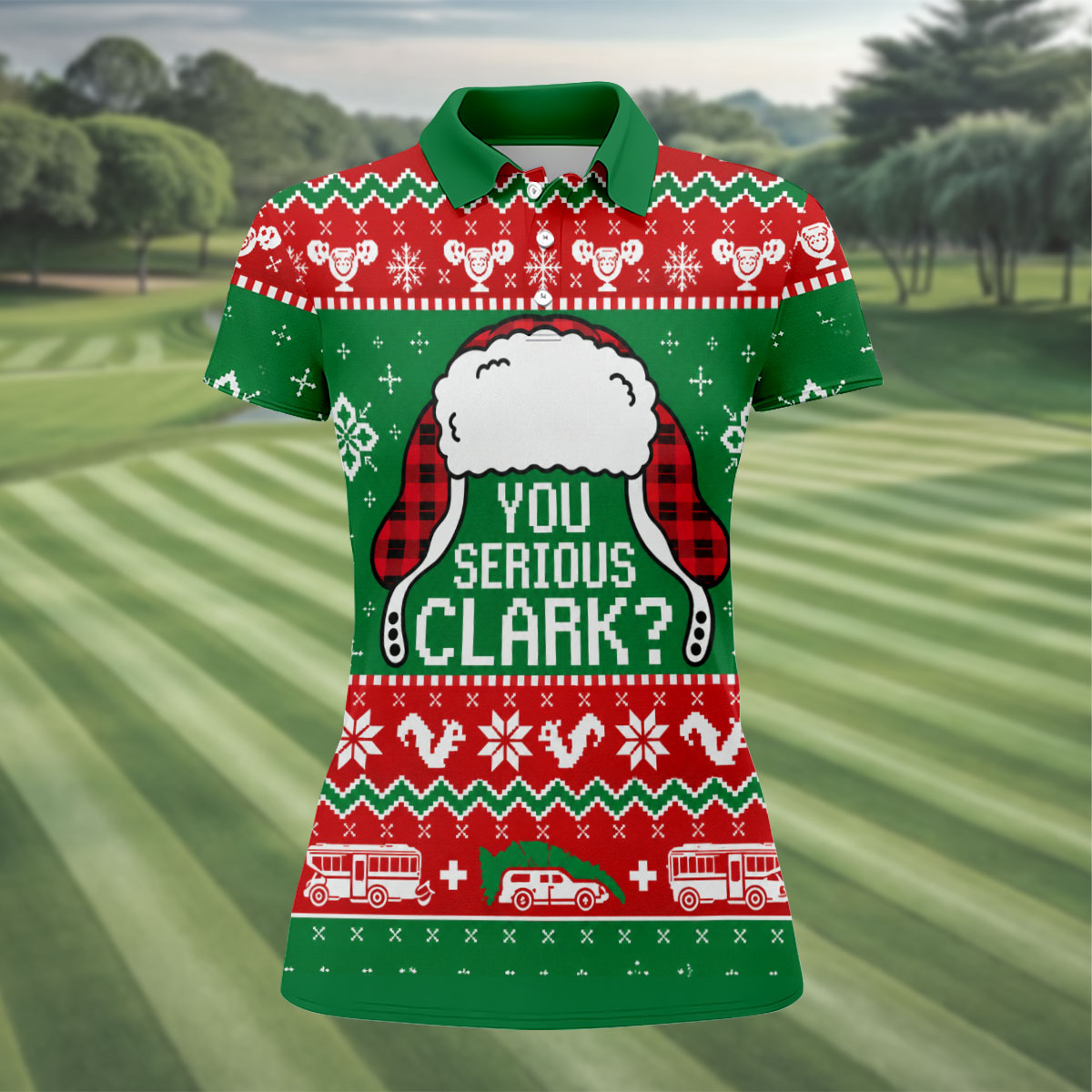 Christmas You Serious Clark Golf Shirt, Womens Golf Apparel, Womens Golf Clothing
