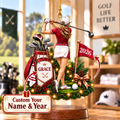 Custom Name Year Female Golfer Acrylic Ornament, Holiday Keepsake, Gifts For Golfers