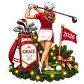 Custom Name Year Female Golfer Acrylic Ornament, Holiday Keepsake, Gifts For Golfers