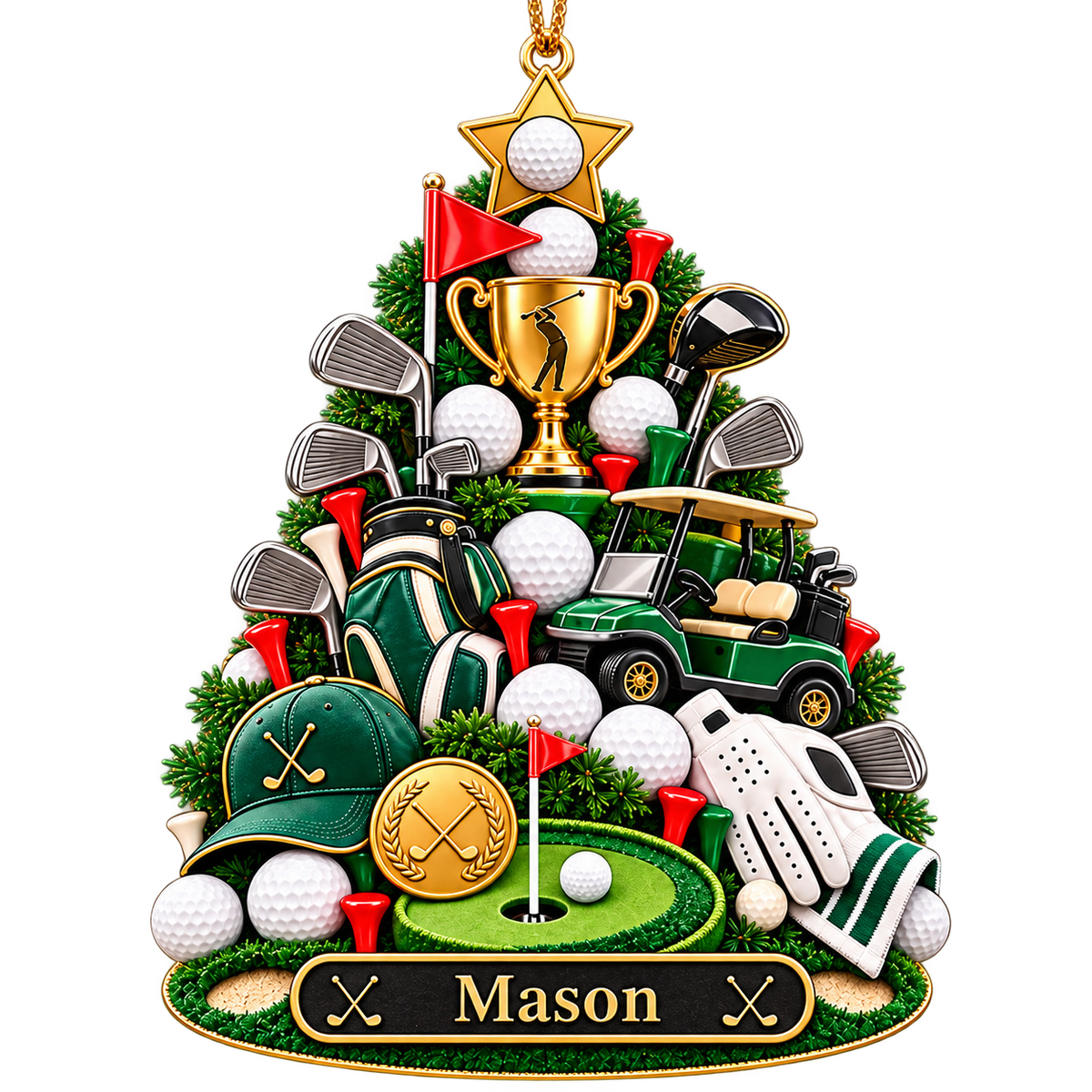 Custom Name Golf Christmas Tree Acrylic Ornament, Christmas Gifts, Golf Lover Gifts