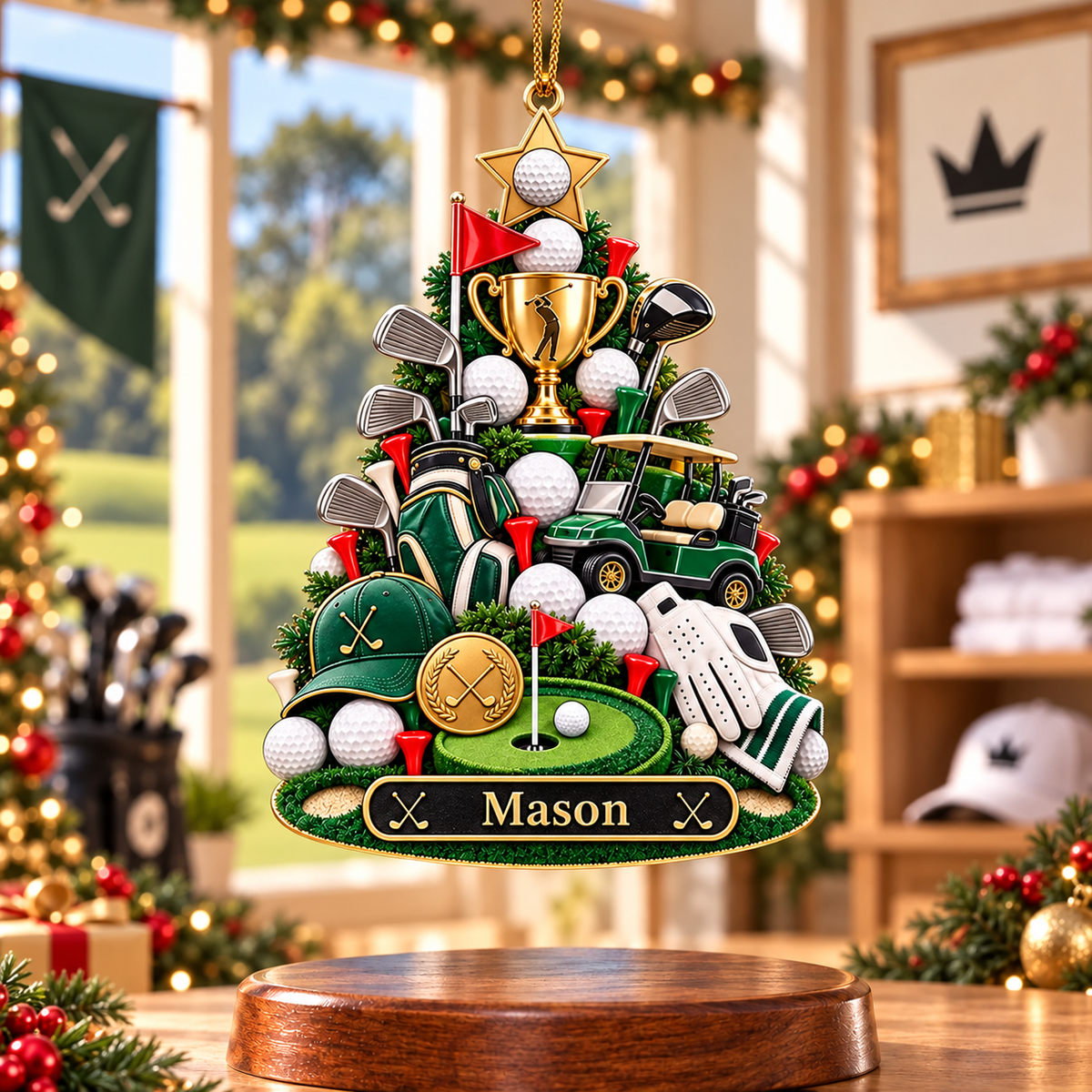 Custom Name Golf Christmas Tree Acrylic Ornament, Christmas Gifts, Golf Lover Gifts