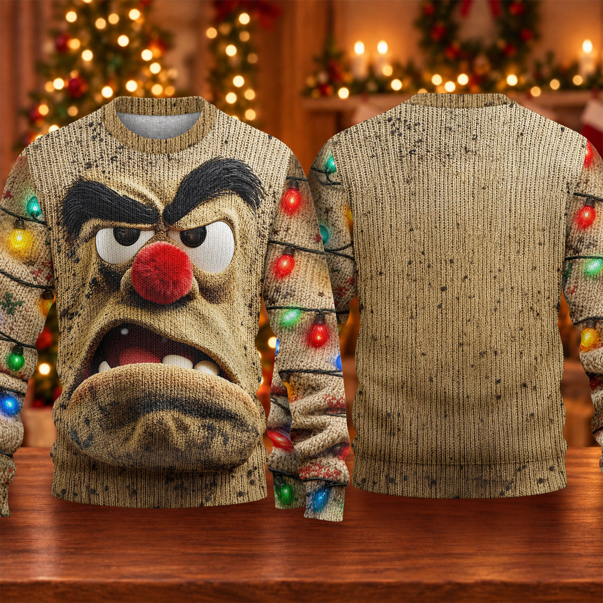 Grumpy Face Ugly Christmas Sweater - view 5