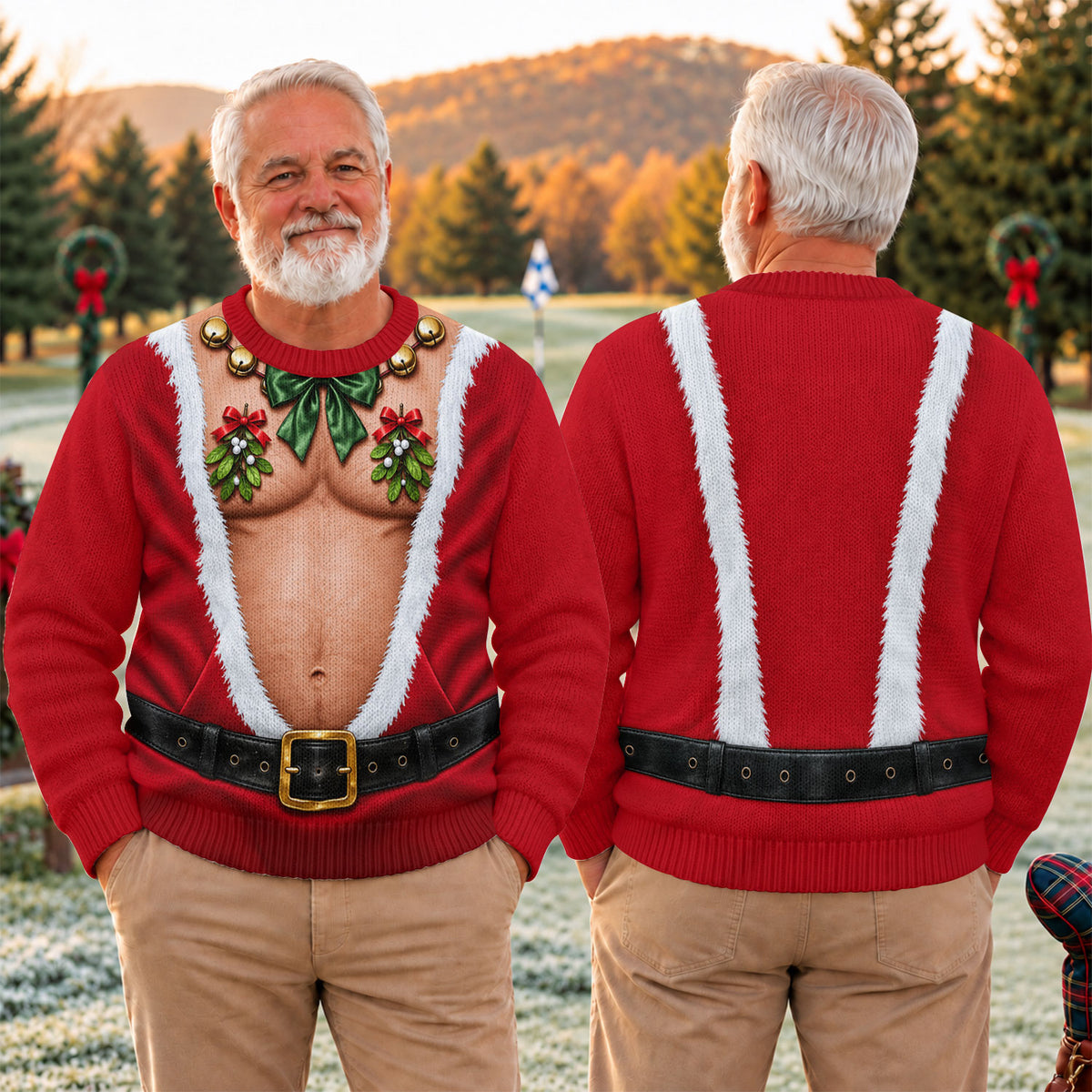 Muscle Santa Suit Ugly Christmas Sweater - view 4