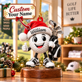 Custom Name Santa Hat Golf Ball Acrylic Ornament, Christmas Gifts, Holiday Keepsake