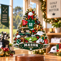 Custom Name Number Year Golf Tree Acrylic Ornament, Christmas Ornaments, Golfer Gifts