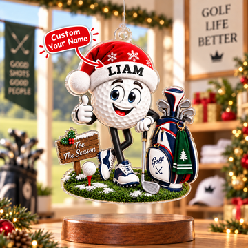 Custom Name Santa Golf Ball Acrylic Ornament, Christmas Tree Decor, Christmas Gifts