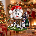 Custom Name Santa Golf Ball Acrylic Ornament, Christmas Tree Decor, Christmas Gifts