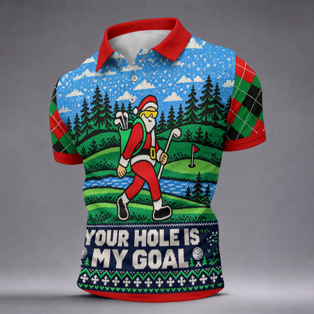 Christmas Your Hole Is My Goal Golf Shirt, Mens Golf Polo, Mens Holiday Golf Shirts