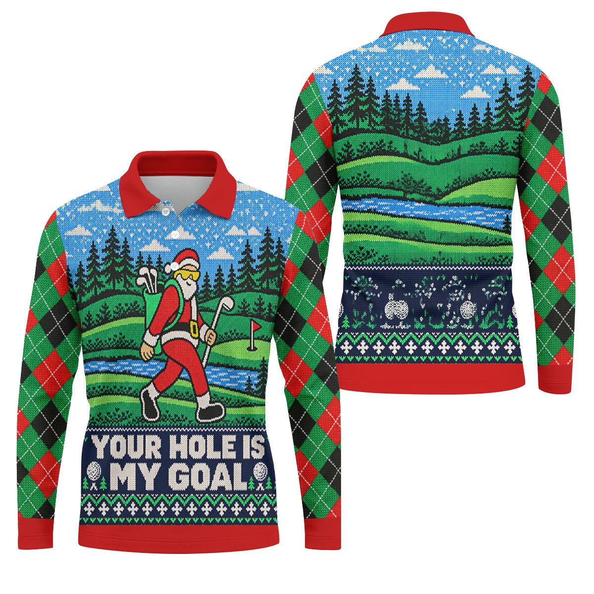 Christmas Your Hole Is My Goal Golf Shirt, Mens Golf Polo, Mens Holiday Golf Shirts