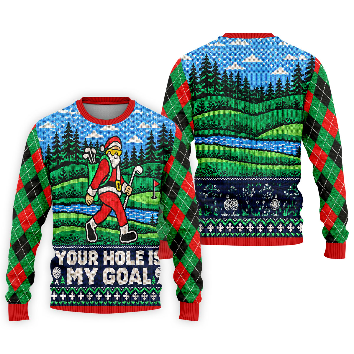 Christmas Your Hole Is My Goal Golf Shirt, Mens Golf Polo, Mens Holiday Golf Shirts