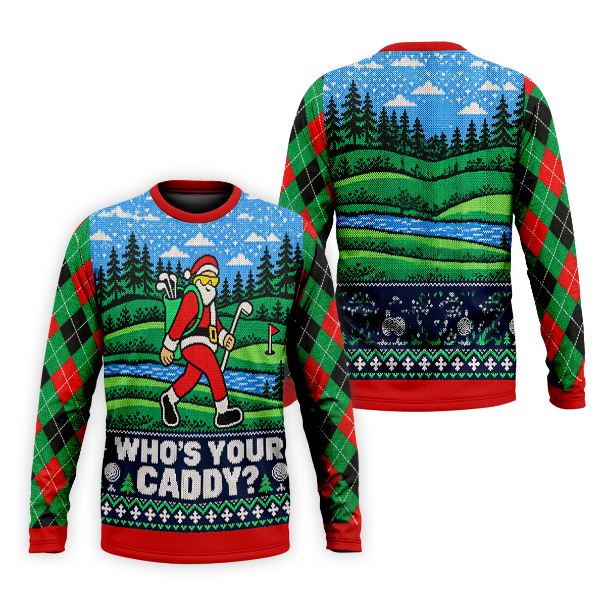 Christmas Who's Your Caddy Santa Golf Shirt, Golf Shirts For Men, Mens Golf Shirts