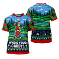 Christmas Who's Your Caddy Santa Golf Shirt, Womens Golf Tops, Womens Golf Apparel