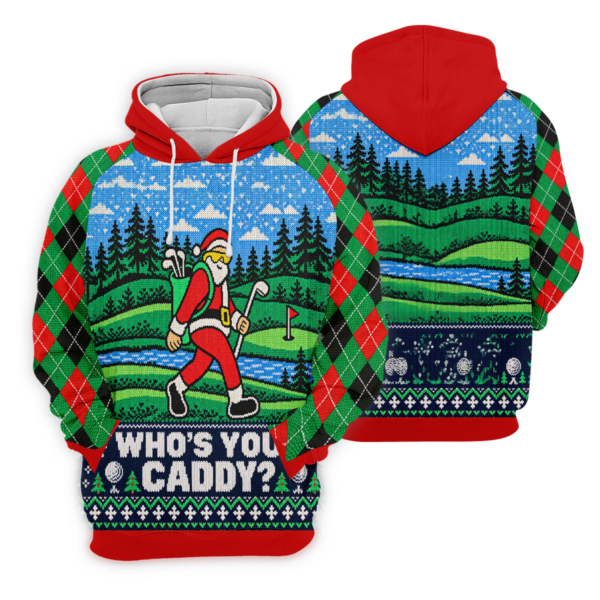 Christmas Who's Your Caddy Santa Golf Shirt, Golf Shirts For Men, Mens Golf Shirts