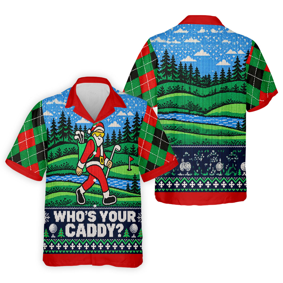 Christmas Who's Your Caddy Santa Golf Shirt, Golf Shirts For Men, Mens Golf Shirts