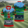 Christmas Who's Your Caddy Santa Golf Shirt, Golf Shirts For Men, Mens Golf Shirts
