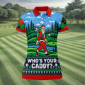 Christmas Who's Your Caddy Santa Golf Shirt, Womens Golf Tops, Womens Golf Apparel