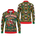 Christmas Golf Sucks Santa Cart Golf Shirt, Mens Golf Polo, Funny Mens Golf Shirts